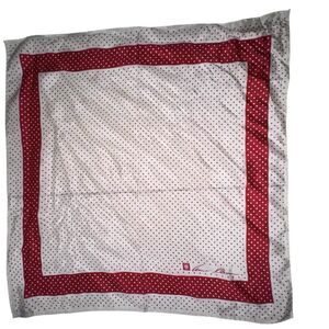 Vintage Anne Klein Red Ivory Polka Dots 100% Silk Square Scarf 21"